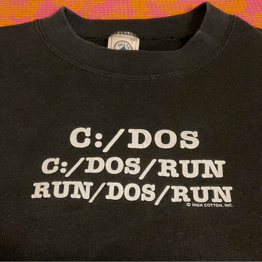 90s Novelty C:/Dos/Run Computer Coding Programming Sweatshirt w/ Crewneck Faded